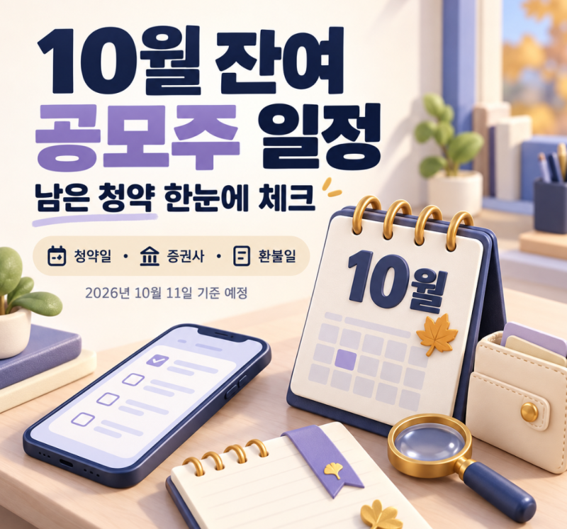 2026년 10월 공모주 일정 남은 청약 날짜와 증권사 한눈에 정리