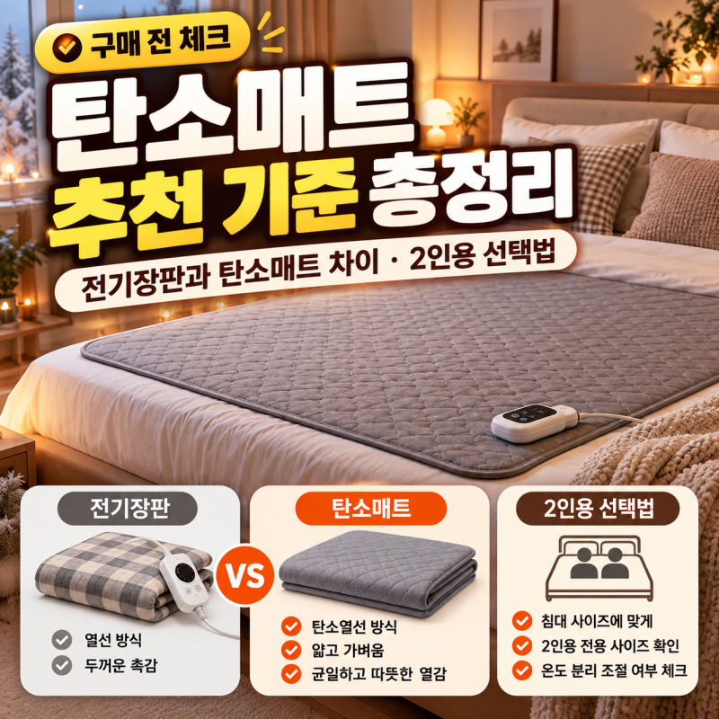 탄소매트 추천 기준 총정리, 전기장판과 탄소매트 차이와 2인용 선택법