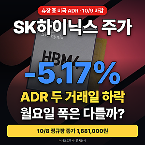 SK하이닉스 주가, ADR -5.17% 왜 월요일 폭은 다를까