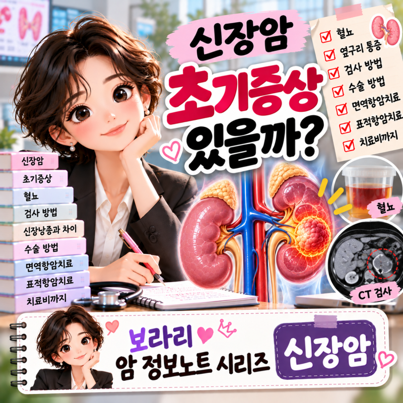 암 정보노트 시리즈 8탄｜신장암 초기증상 있을까? 혈뇨부터 수술·면역항암치료·치료비까....