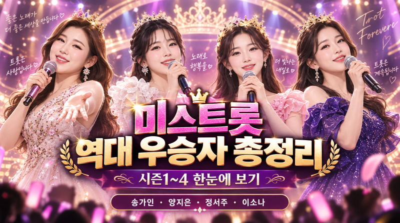 미스트롯 역대 우승자 총정리｜시즌1~4 진선미 송가인 양지은 정서주 이소나