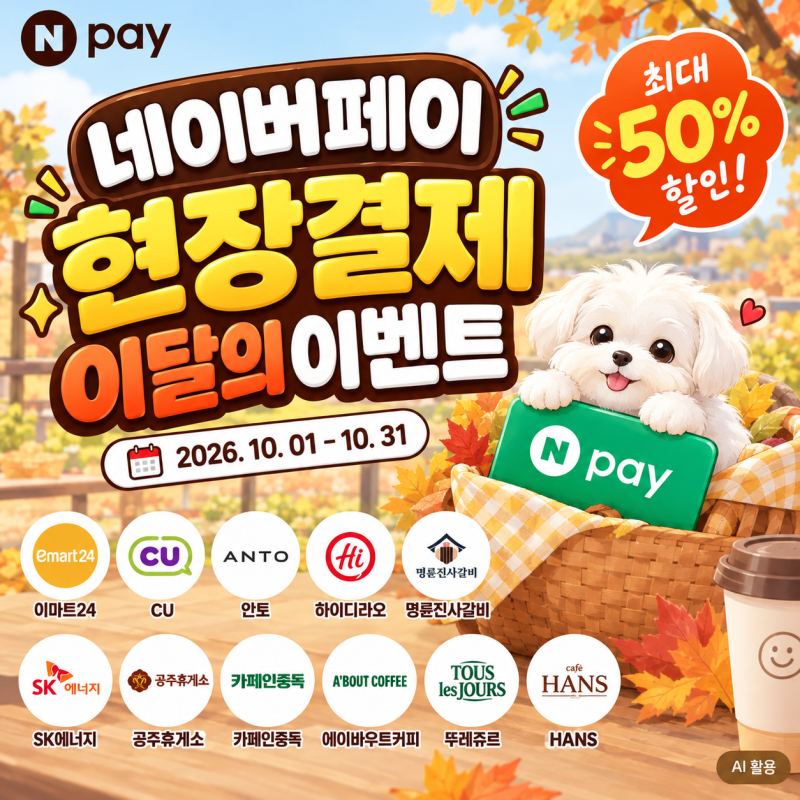 2026년 10월 네이버페이 혜택 총정리｜뚜레쥬르,이마트24,CU· 현장결제 할인·적립