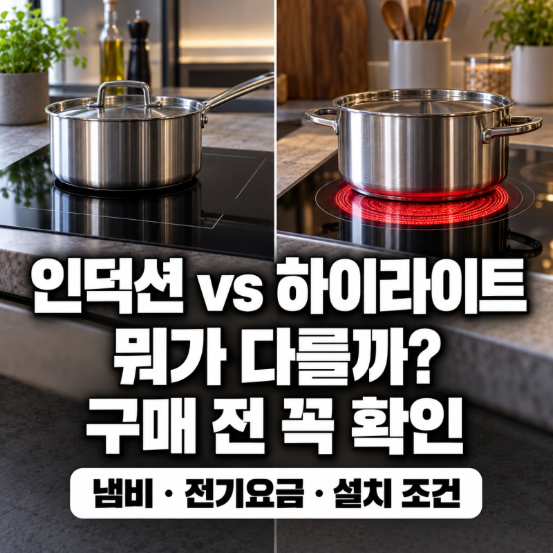 인덕션 하이라이트 차이｜전기요금·냄비 호환·구매 전 확인할 것