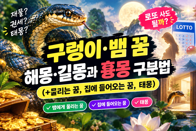 구렁이·뱀 꿈, 해몽·길몽과 흉몽 구분법 (+물리는 꿈, 집에 들어오는 꿈, 태몽)