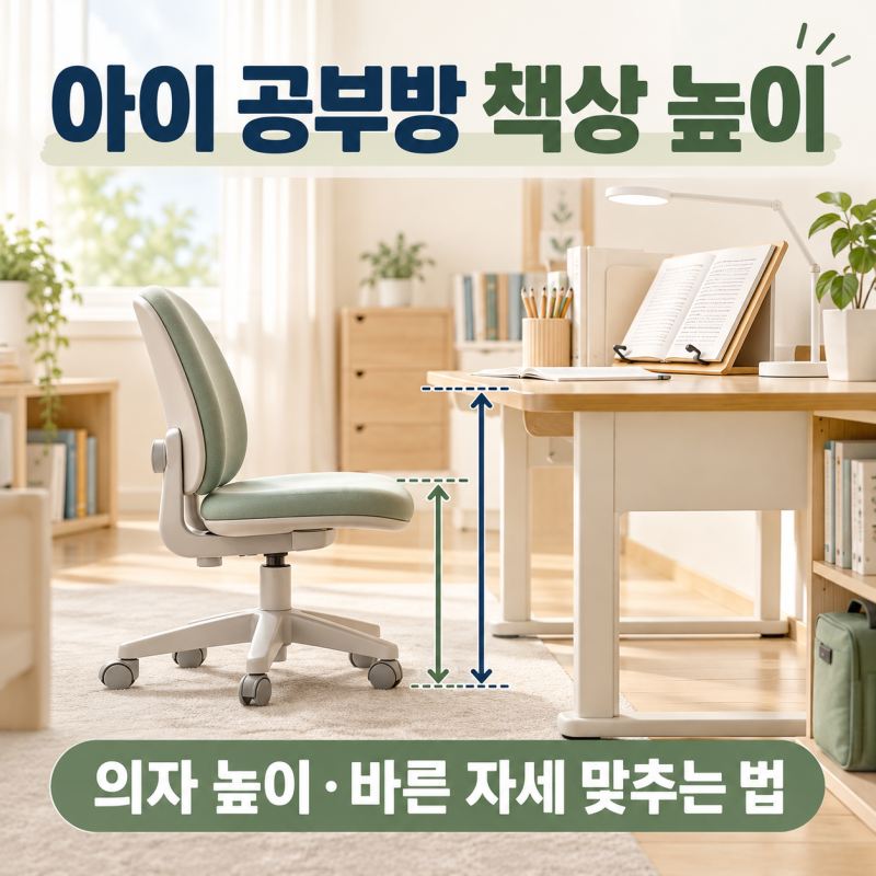 아이 공부방 책상 높이｜의자 높이·바른 자세 맞추는 법