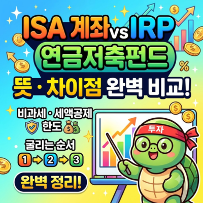 ISA 계좌 IRP 연금저축펀드 뜻 차이점 완벽 비교 (비과세 세액공제 한도와 굴리는 순서)
