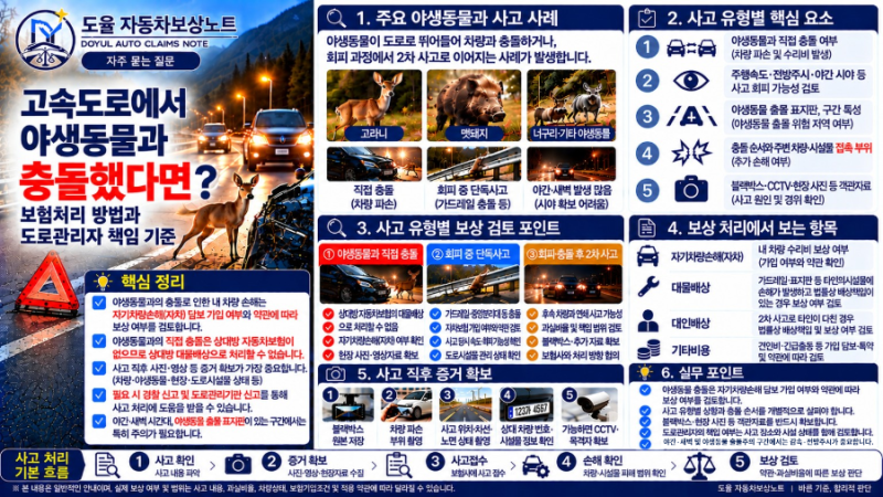 고속도로에서 고라니·멧돼지와 충돌했다면? 로드킬 사고 자차보험·도로관리자 책임 기준