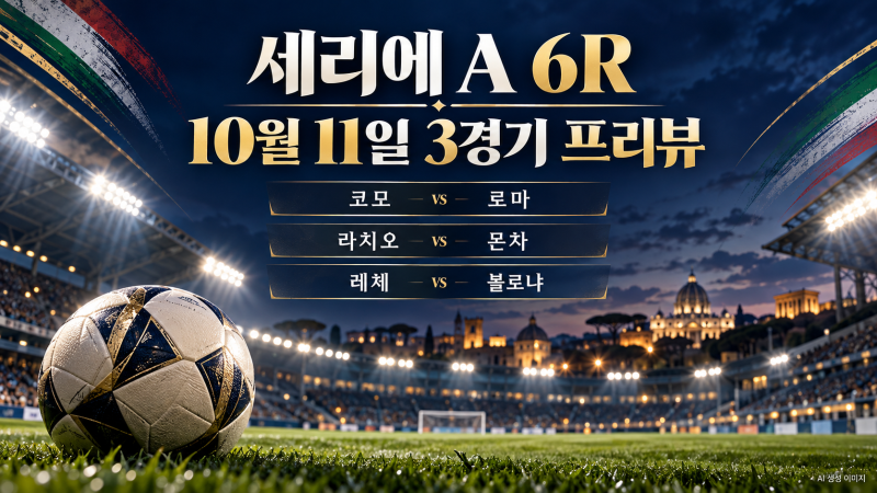 [세리에 A 6R] 10월 11일 3경기 프리뷰｜코모–로마 접전, 라치오 우세, 레체–볼로냐 변수 분석