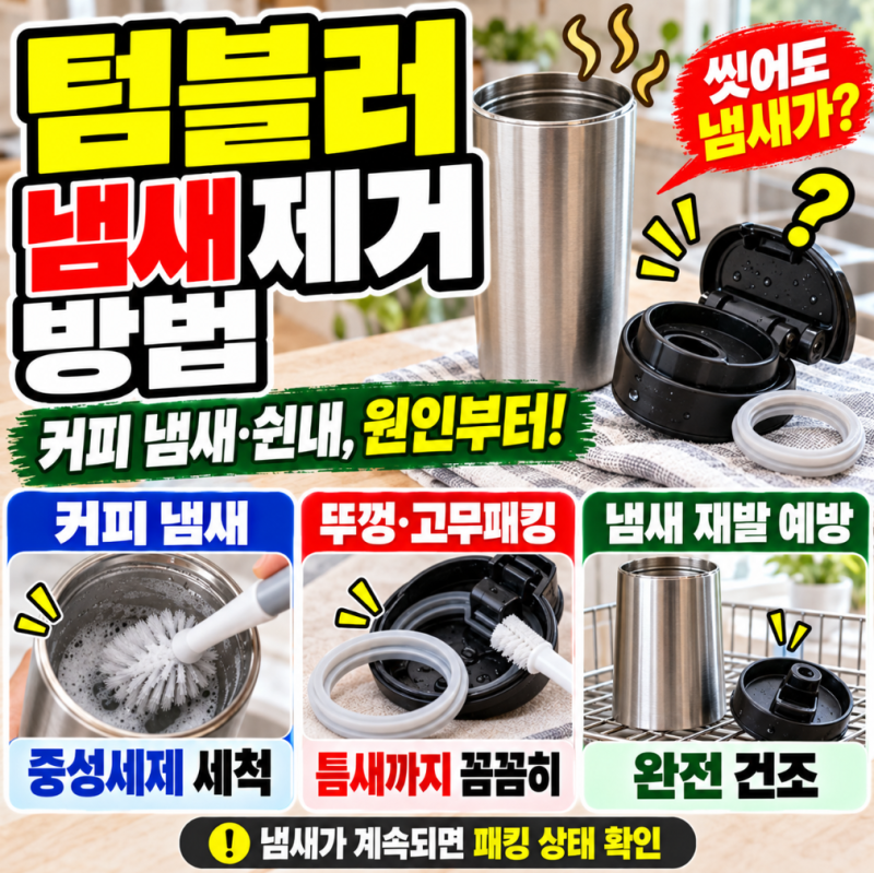 텀블러 냄새 제거 방법｜커피 냄새·쉰내 없애는 법, 고무패킹 관리까지
