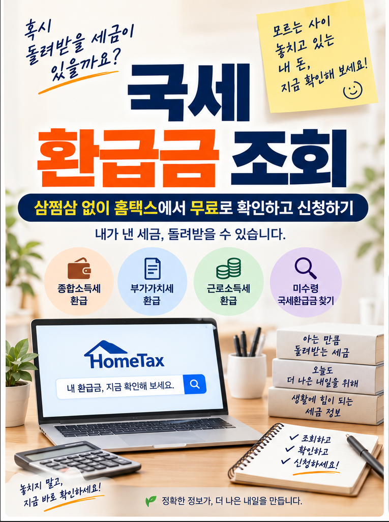 국세 환급금 조회 방법｜삼쩜삼 없이 홈택스에서 무료로 확인하고 신청하기