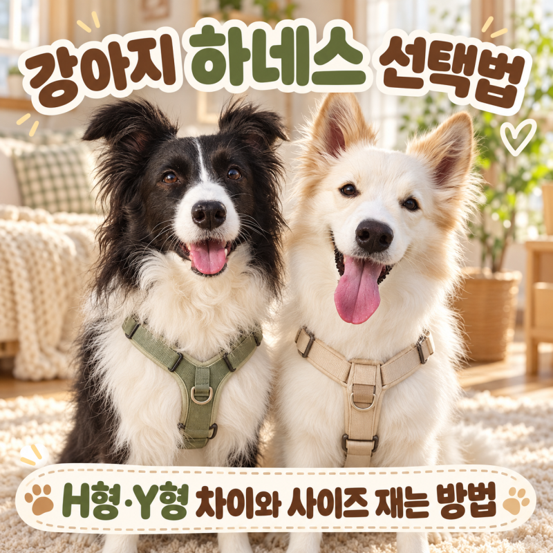 강아지 하네스 선택법｜H형·Y형 차이와 가슴둘레 사이즈 재는 방법