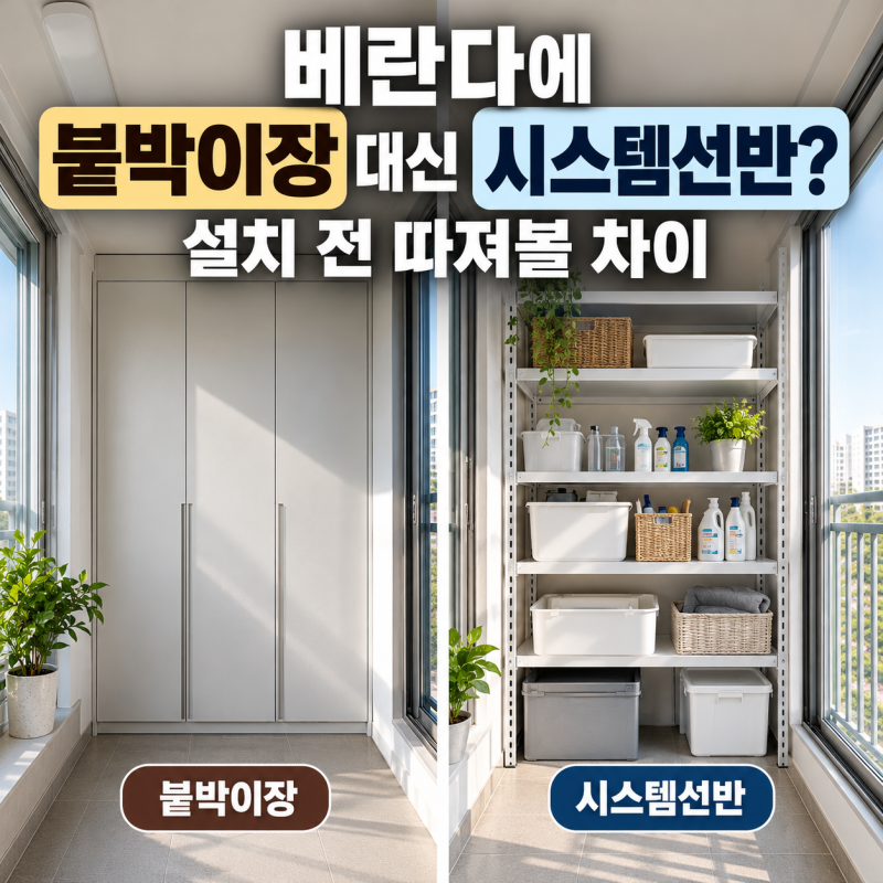 베란다에 붙박이장 대신 시스템 선반? 설치 전 따져볼 차이