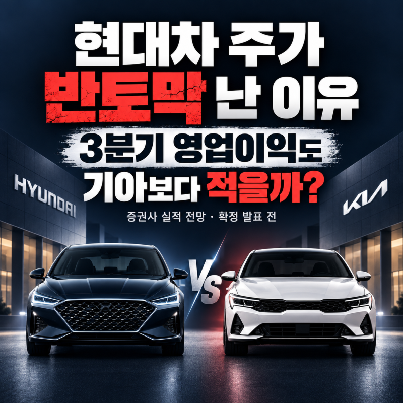현대차 주가 반토막 난 이유, 3분기 영업이익도 기아보다 적을까?