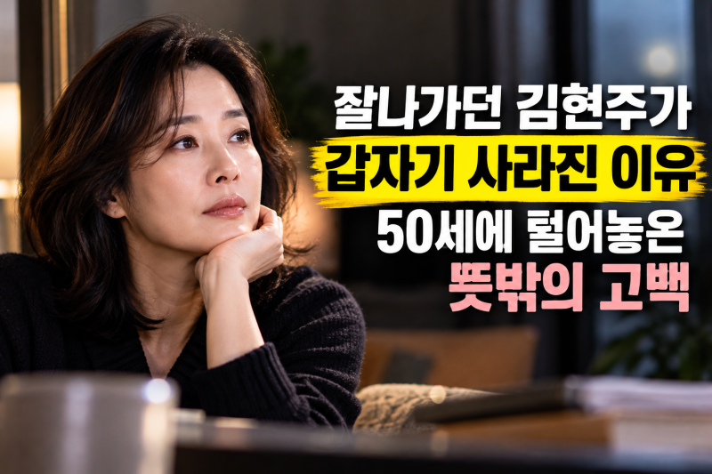 "잘나가던 김현주가 갑자기 사라진 이유"…50세에 털어놓은 뜻밖의 고백
