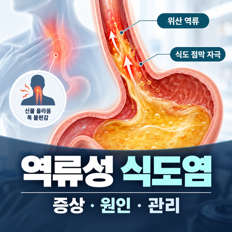 식후 속쓰림과 목 이물감 신물이 올라오거나 가슴쓰림 있다면 역류성 식도염 초기증상과 원....