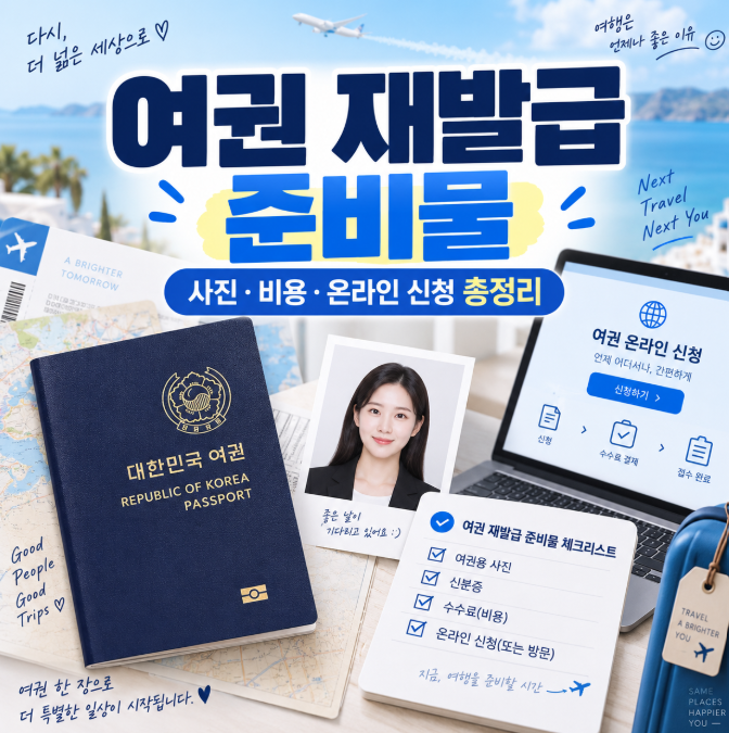 여권 재발급 준비물 총정리｜온라인 신청·비용·사진 규격까지