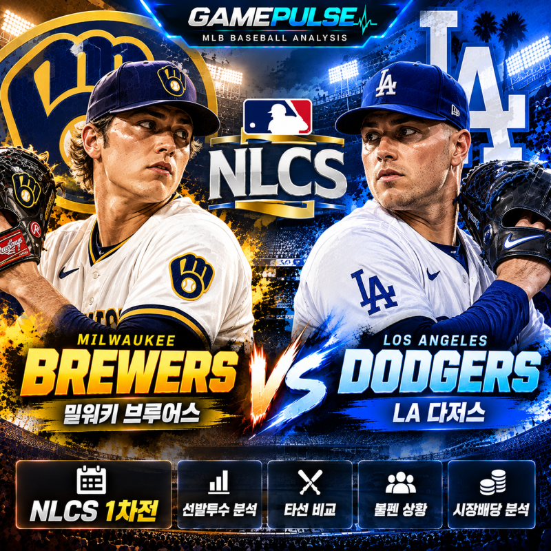 밀워키 LA다저스 승부예측 10월 NLCS 1차전 | 에이스 맞대결과 저득점 승부 분석