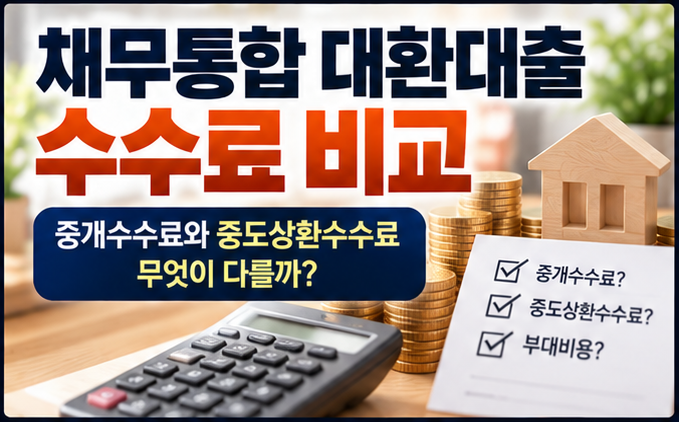 채무통합대환대출 수수료 비교｜중개수수료와 중도상환수수료 무엇이 다를까?