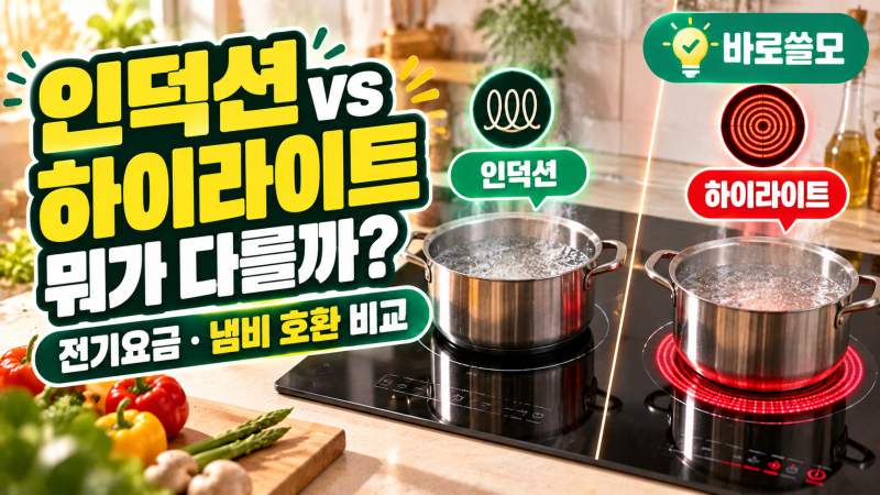 인덕션 하이라이트 차이, 전기요금부터 냄비 호환까지 완벽 비교!