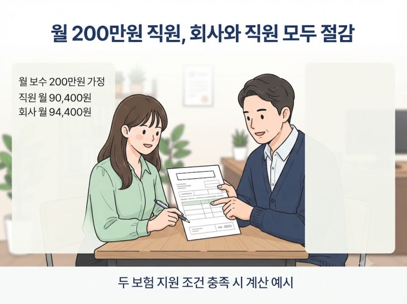 두루누리 지원 대상·신청방법｜회사와 직원의 보험료 절감액