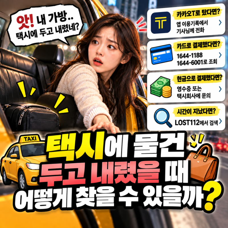 택시에 물건 두고 내렸다면? 카드결제·카카오T·현금결제별 분실물 찾는 방법