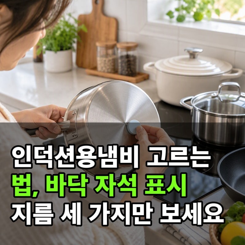 인덕션용냄비 고르는 법, 바닥 자석·표시·지름 세 가지만 보세요