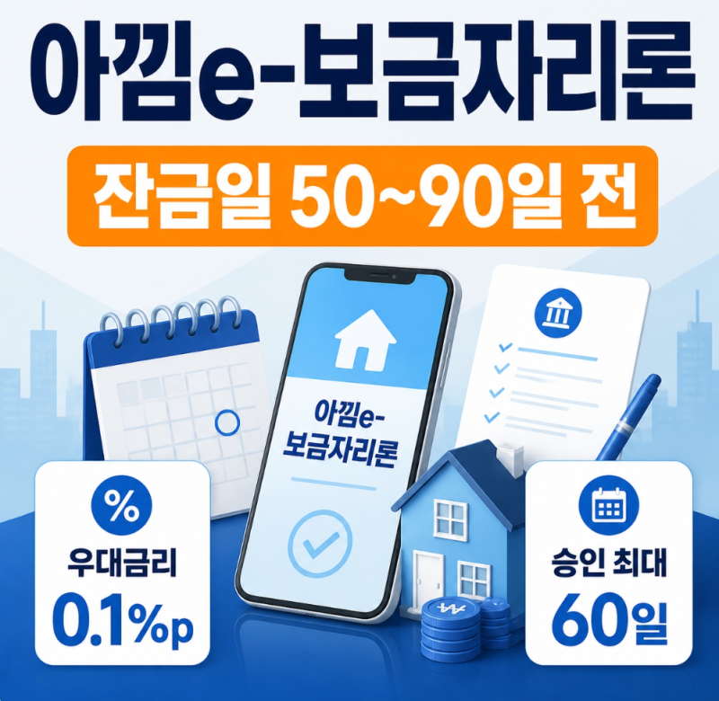 아낌e-보금자리론 총정리 (신청가능기간 50~90일 전·승인기간·우대금리·실제 사례)