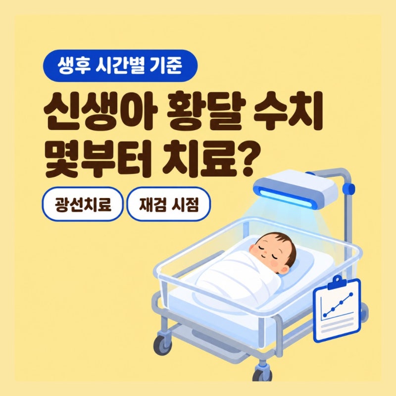 신생아 황달 수치, 생후 시간별 광선치료 기준과 퇴원 후 재검 날짜 계산까지