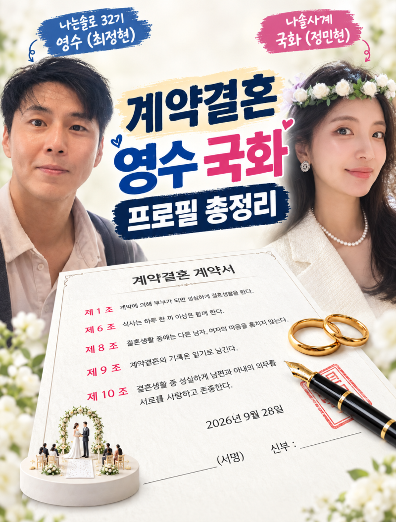 계약결혼 영수 국화 프로필 총정리｜최정현·정민현 나이 직업부터 3시간 만에 웨딩 촬영까....