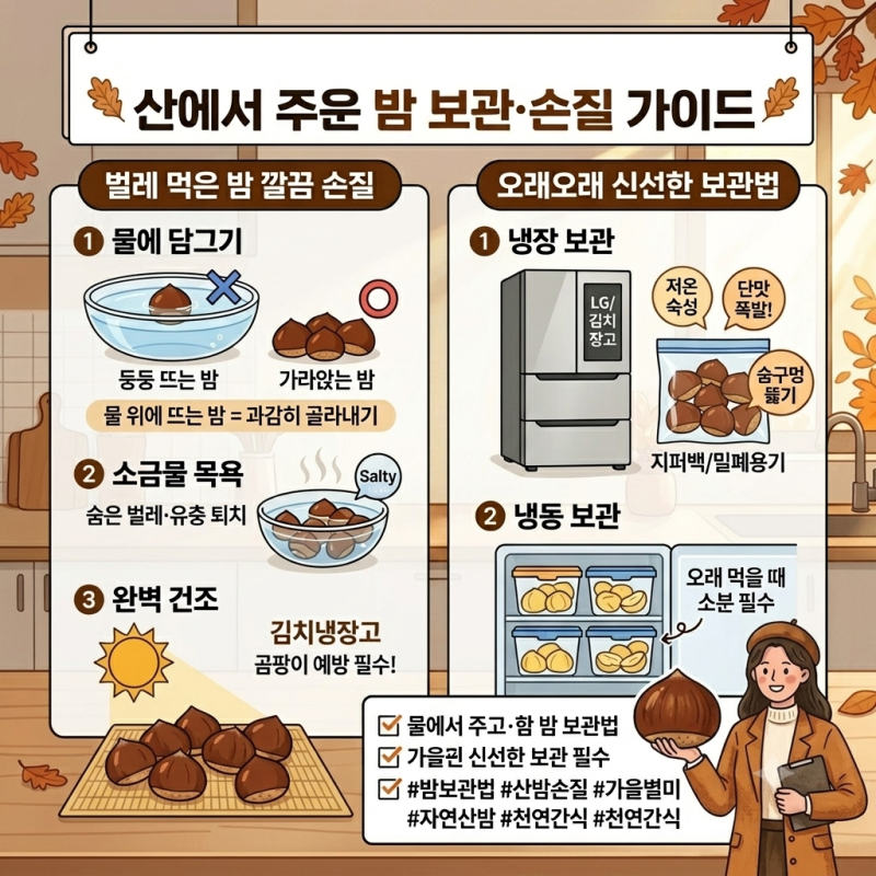 산에서 주운 밤 보관법과 벌레 먹은 밤 깔끔하게 손질하는 방법