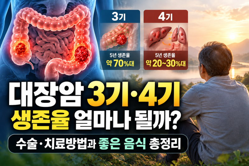 대장암 3기·4기 생존율 얼마나 될까? 병기별 수술·치료방법과 좋은 음식 총정리
