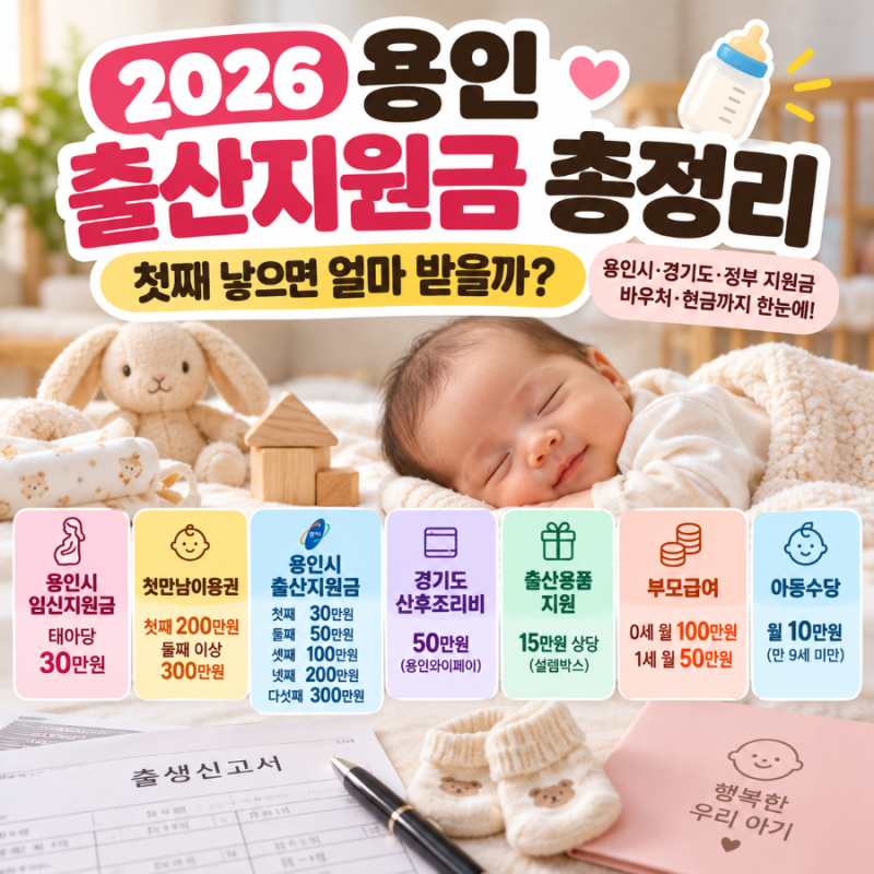2026년 용인에서 아이를 출산하면 도대체 얼마나 지원받을 수 있을까?