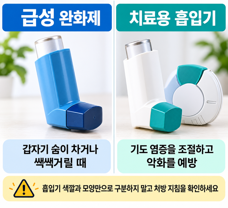 천식 흡입제 2가지 차이점 완벽 정리! (급성 완화제 vs 매일 쓰는 치료제)