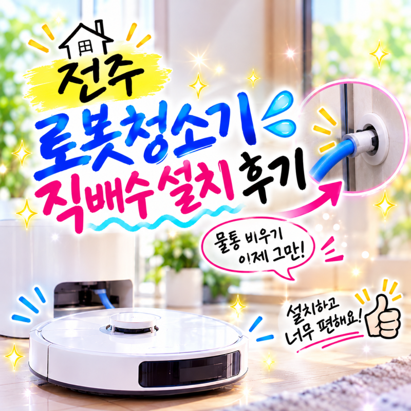 전주 로봇청소기 직배수 설치, 물통 비우는 일 없이 45분 만에 완성!