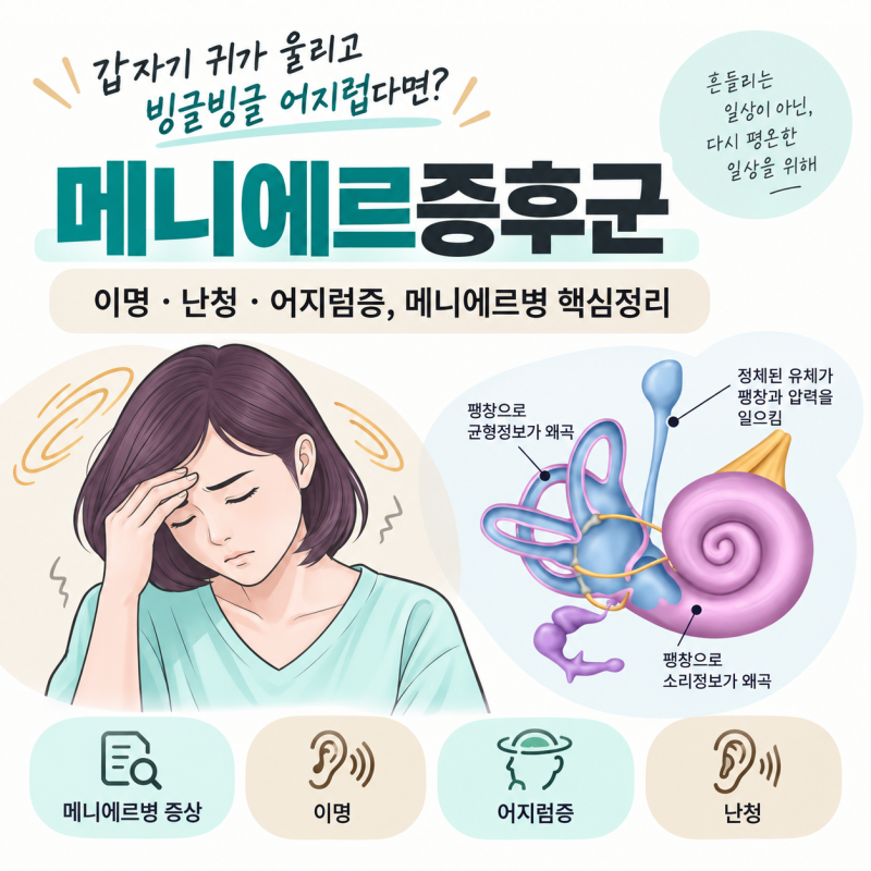 메니에르병 증상 4가지, 갑자기 귀 먹먹하고 어지럽다면? 원인·치료·좋은 음식 총정리
