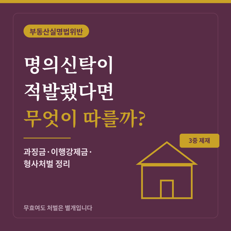 부동산실명법위반 명의신탁이 적발됐다면? 과징금·이행강제금·형사처벌 정리와 실명등기 ....