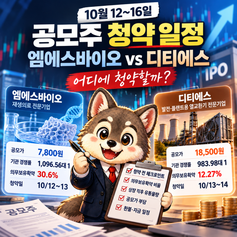 이번 주 공모주 청약 l 엠에스바이오 vs 디티에스