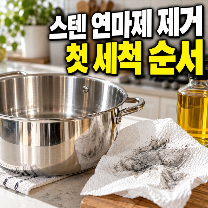 스텐 연마제 제거, 새 냄비 첫 세척은 식용유로 닦는 것부터