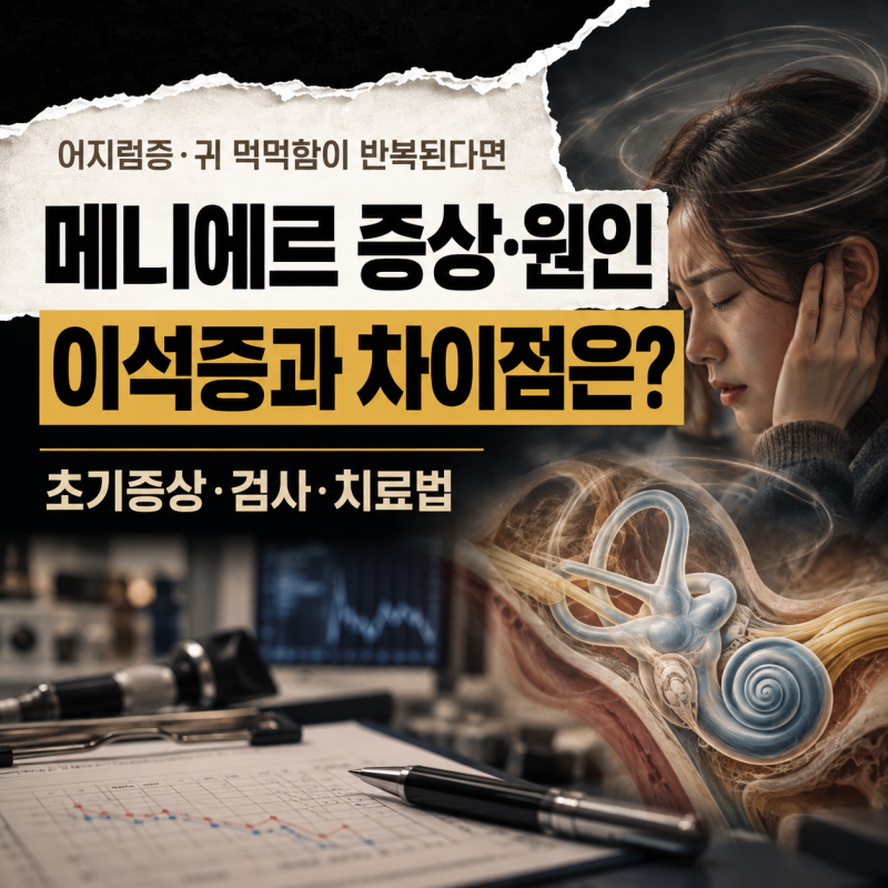 메니에르 증상·원인, 어지럼증과 귀 먹먹함? 이석증 차이·치료법까지