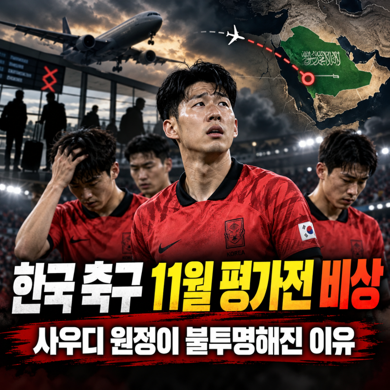 한국 축구 11월 평가전 비상… 사우디 원정이 불투명해진 이유