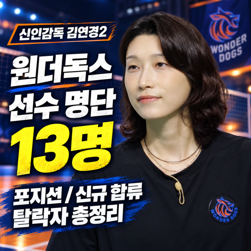 신인감독 김연경2 원더독스 선수 명단 13명｜포지션, 신규 합류, 탈락자 정리