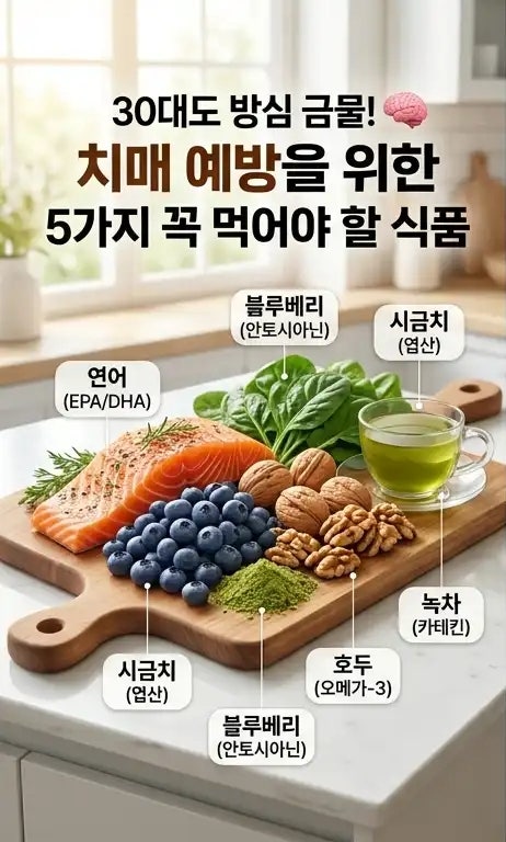 30대도 걸리는 치매 치매예방음식 영양제 대신 꼭 먹어야 할 식품 5가지