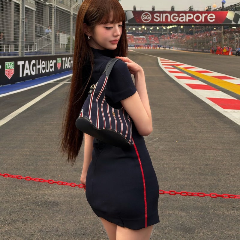 싱가포르 F1에 뜬 장원영, 몸매 드러낸 초미니 원피스 패션