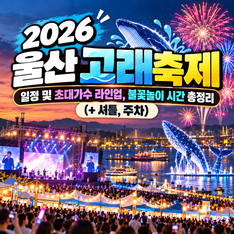 2026 울산 고래축제 일정 및 초대가수 라인업, 불꽃놀이 시간 총정리 (+셔틀, 주차)