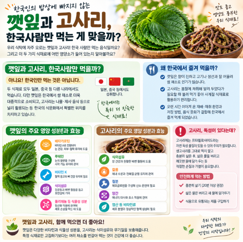 깻잎과 고사리, 한국인이 즐겨 먹는 이유와 깻잎을 소가 먹으면 치명적인 이유
