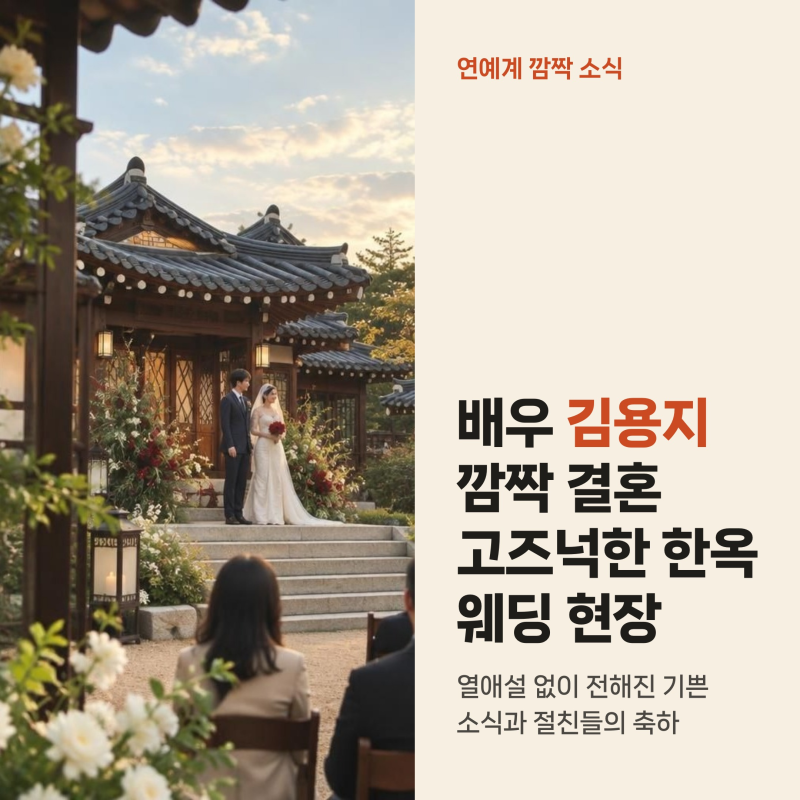 배우 김용지 열애설 없이 깜짝 결혼, 한옥 야외 웨딩과 김고은 특급 의리