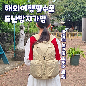 해외 여행 준비물 도난 방지 가방｜네이버 단독 컬러 브랜든 세이프 플러스 백팩 올리브