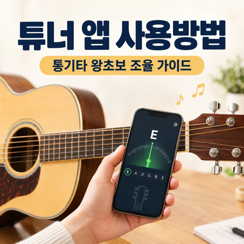 튜너 앱 사용방법, 통기타 왕초보도 쉽게 따라 하는 기타 조율법