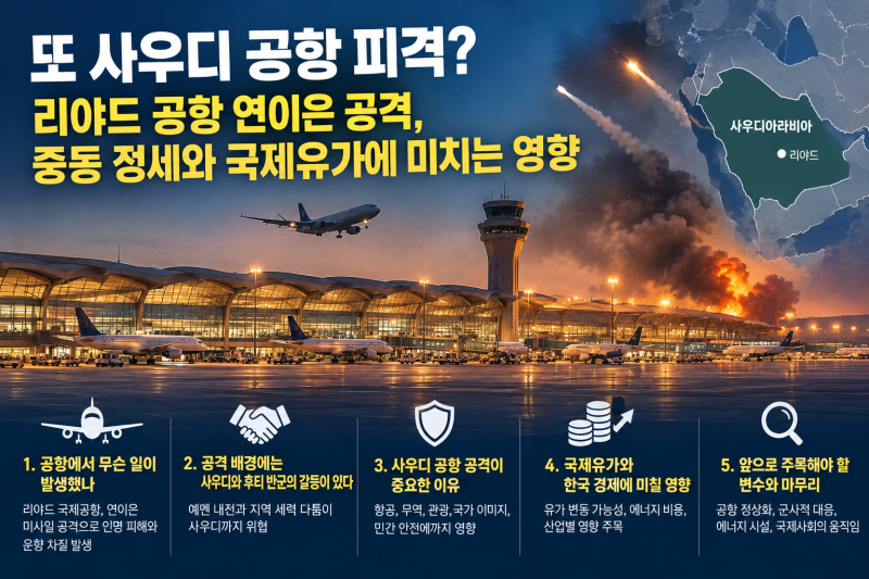 또 사우디 공항 피격? 300여명 사상? 리야드 공항 연이은 공격, 중동 정세와 국제유가에 미치....