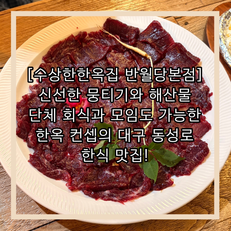 대구 동성로 뭉티기 해산물 맛집! 단체 회식 모임 장소 추천, 수상한한옥집 반월당본점